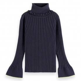 блуза,детски,блузи,scotch,&,soda,rib,slim,fit,high,neck,sweater,sky,captain,melange