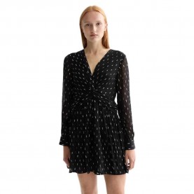 Рокля Scotch & soda Draped Front long sleeve short dress - Black (Meteorite) рокля,дамски,поли,и,рокли,scotch,&,soda,draped,front,long,sleeve,short,dress,black,(meteorite)