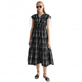 рокля,дамски,поли,и,рокли,scotch,&,soda,gathered,taffeta,tied,sleeveless,midi,dress,black,(taffeta,check)