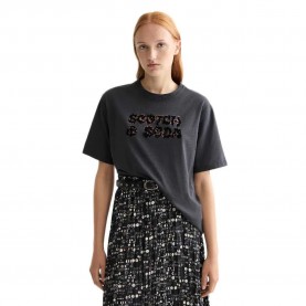 Тениска Scotch & soda Leopard Artwork Loose Fit short sleeve T-shirt - Grey (Meteorite) тениска,мъжки,тениски,дамски,тениски,scotch,&,soda,leopard,artwork,loose,fit,short,sleeve,t,shirt,grey,(meteorite)