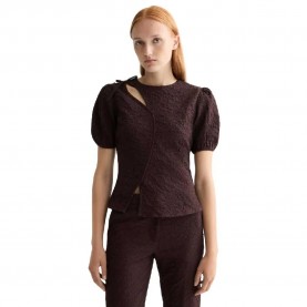дамски,блузи,дамски,ризи,scotch,&,soda,puff,textured,short,sleeve,blouse,chocolate,plum