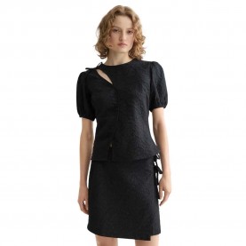 дамски,блузи,дамски,ризи,scotch,&,soda,puff,textured,short,sleeve,blouse,black,(meteorite)