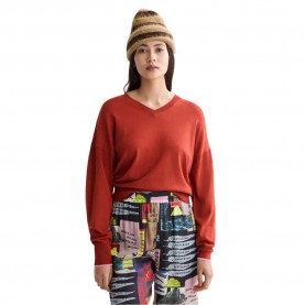 блуза,дамски,пуловери,дамски,плетени,дрехи,scotch,&,soda,relaxed,v,neck,sweater,ketchup,(red,orange)