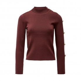 блуза,дамски,пуловери,дамски,плетени,дрехи,salsa,jeans,21010464,slim,fit,high,neck,sweater,medium,brown