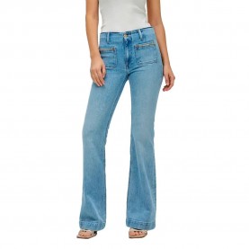 дънки,дамски,панталони,salsa,jeans,destiny,front,pocket,&,chain,push,up,flare,fit,jeans,medium,light,(blue)