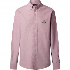 риза,с,дълъг,ръкав,мъжки,ризи,façonnable,bird,yale,oxford,long,sleeve,shirt,berry,red
