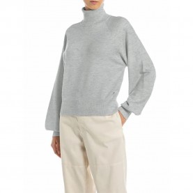 блуза,дамски,пуловери,дамски,плетени,дрехи,replay,dk3904.000.g23372,high,neck,sweater,grey,melange,(grey)