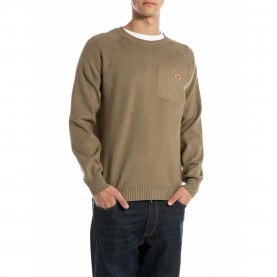 блуза,мъжки,пуловери,replay,uk4857.000.g23538,sweater,sage,melange,(brown)