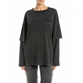 Тениска Replay W3448.000.22658HM long sleeve T-shirt - Grey (Blackboard) тениска,мъжки,тениски,дамски,тениски,replay,w3448.000.22658hm,long,sleeve,t,shirt,grey,(blackboard)