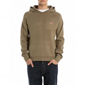 блуза,мъжки,пуловери,replay,uk4858.000.g23538,hoodie,sweater,sage,melange,(brown)