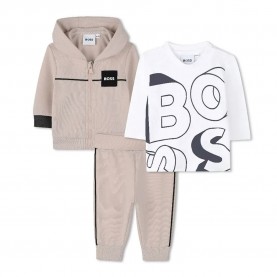 BOSS J52527 set - Beige / White (Off White Marl) детски,екипи,детски,облекла,за,момчета,boss,j52527,set,beige,white,(off,white,marl)