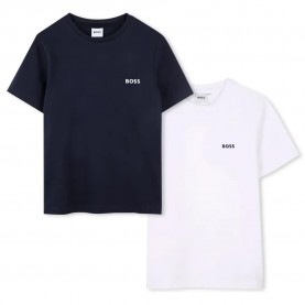Тениска BOSS J52680 short sleeve T-shirt 2 units - White / Blue (Navy / White) тениска,мъжки,тениски,дамски,тениски,boss,j52680,short,sleeve,t,shirt,2,units,white,blue,(navy,white)