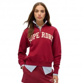 блуза,дамски,блузи,superdry,athletic,ess,applique,half,zip,sweatshirt,red,(bordeaux,red)