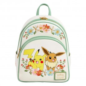 раница,раници,loungefly,pikachu,pokemon,by,&,eevee,floral,mini,backpack,beige