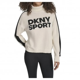 Блуза DKNY DW7000555 high neck sweater - Beige (Eggnog / Black) блуза,дамски,пуловери,дамски,плетени,дрехи,dkny,dw7000555,high,neck,sweater,beige,(eggnog,black)