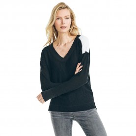 блуза,дамски,пуловери,дамски,плетени,дрехи,nautica,27k208,v,neck,sweater,black,(black)