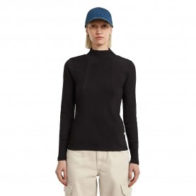 Тениска G-Star A Line Slim Fit long sleeve high neck T-shirt - Black (Dark Black) тениска,дамски,тениски,g,star,a,line,slim,fit,long,sleeve,high,neck,t,shirt,black,(dark,black)