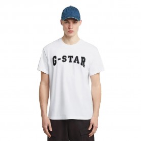 тениска,мъжки,тениски,g,star,felt,logo,short,sleeve,t,shirt,white