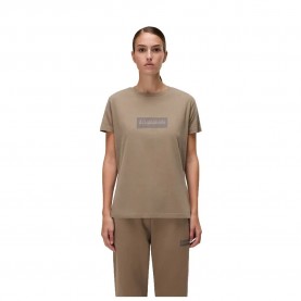 Тениска Napapijri Box Logo 1 short sleeve T-shirt - Brown (Fallen Rock) тениска,дамски,тениски,napapijri,box,logo,1,short,sleeve,t,shirt,brown,(fallen,rock)