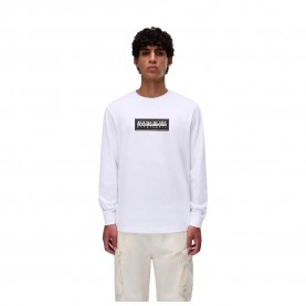 Тениска Napapijri Box Logo long sleeve T-shirt - White - (Bright White) тениска,мъжки,тениски,napapijri,box,logo,long,sleeve,t,shirt,white,(bright,white)
