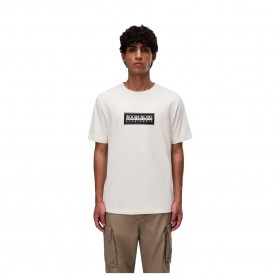 Тениска Napapijri Box Logo short sleeve T-shirt - White - (Beige Dimity) тениска,мъжки,тениски,napapijri,box,logo,short,sleeve,t,shirt,white,(beige,dimity)