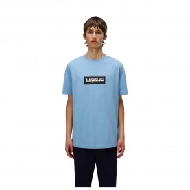 Тениска Napapijri Box Logo short sleeve T-shirt - Blue - (Faded Denim) тениска,мъжки,тениски,napapijri,box,logo,short,sleeve,t,shirt,blue,(faded,denim)