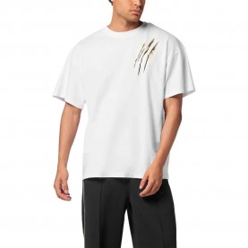 Тениска Philipp plein sport Run Faster Scratch short sleeve T-shirt - White / Light Gold (White) тениска,мъжки,тениски,philipp,plein,sport,run,faster,scratch,short,sleeve,t,shirt,white,light,gold,(white)