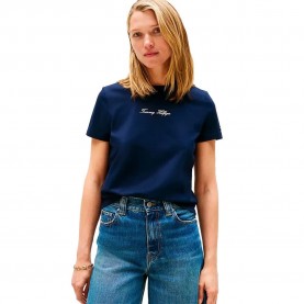 тениска,дамски,тениски,tommy,hilfiger,classic,script,regular,fit,short,sleeve,t,shirt,dark,night,navy,(blue)