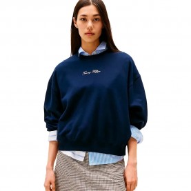 блуза,дамски,блузи,tommy,hilfiger,classic,script,terry,sweatshirt,dark,night,navy,(blue)