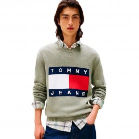 блуза,мъжки,пуловери,tommy,jeans,melange,flag,regular,fit,sweater,utility,sage,heather,(green)
