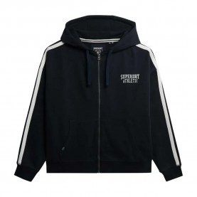 блуза,дамски,блузи,superdry,athletic,essentials,relaxed,fit,full,zip,sweatshirt,eclipse,navy,(black)