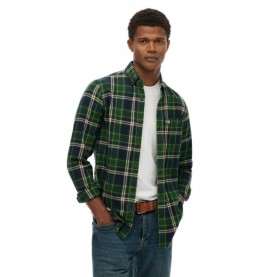 Карирана риза Superdry M4011047A long sleeve shirt - Green (Peyton Check Navy) карирана,риза,мъжки,ризи,superdry,m4011047a,long,sleeve,shirt,green,(peyton,check,navy)
