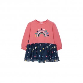 рокля,детски,поли,и,рокли,boboli,combined,long,sleeve,dress,hibiscus,(pink)
