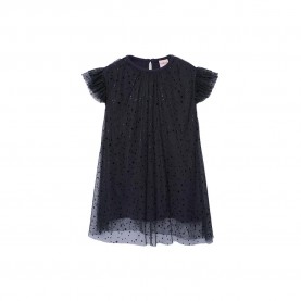 рокля,детски,поли,и,рокли,boboli,combined,tulle,dress,polka,dot,print,(black)