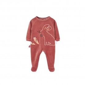 Boboli Velour Long Sleeve Pelele - Pink (Boiler) детски,пижами,boboli,velour,long,sleeve,pelele,pink,(boiler)