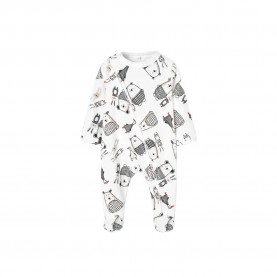 Boboli Velour Long Sleeve Pelele - White (Print) детски,пижами,boboli,velour,long,sleeve,pelele,white,(print)