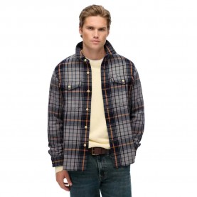 Футболна фланелка Superdry Merchant Heavy long sleeve shirt - Grey (Homestead Ombre Navy) футболна,фланелка,мъжки,ризи,superdry,merchant,heavy,long,sleeve,shirt,grey,(homestead,ombre,navy)