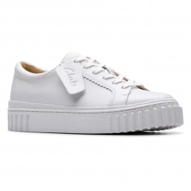 обувки,дамски,маратонки,clarks,shoes,mayhill,walk,trainers,white,leather,(white)