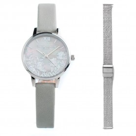 часовник,часовници,olivia,burton,obgset111,watch,grey,(grey,leather,grey)