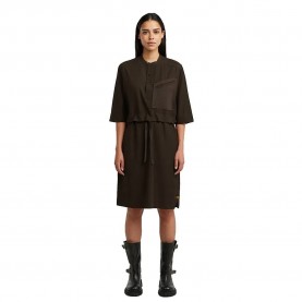 Рокля G-Star Half Placket short sleeve dress - Brown (Deep Brown) рокля,дамски,поли,и,рокли,g,star,half,placket,short,sleeve,dress,brown,(deep,brown)