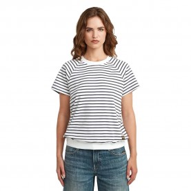 Тениска G-Star Raglan short sleeve T-shirt - White (Lt Chalk / India Ink Stripe) тениска,мъжки,тениски,дамски,тениски,g,star,raglan,short,sleeve,t,shirt,white,(lt,chalk,india,ink,stripe)