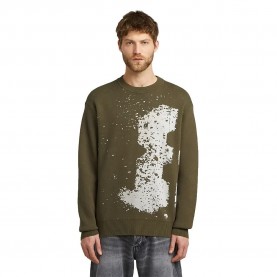 Блуза G-Star Sprayed 89 Relaxed sweater - Green (Dark Olive) блуза,мъжки,пуловери,g,star,sprayed,89,relaxed,sweater,green,(dark,olive)