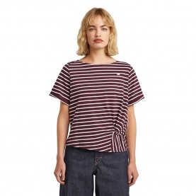 Тениска G-Star Striped Knot short sleeve T-shirt - Purple (Maroon / Milk Stripe) тениска,дамски,тениски,g,star,striped,knot,short,sleeve,t,shirt,purple,(maroon,milk,stripe)
