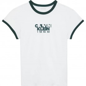 Бебешка тениска Calvin klein jeans 1968 Graphic Baby short sleeve T-shirt - White (Brilliant White) бебешка,тениска,дамски,тениски,calvin,klein,jeans,1968,graphic,baby,short,sleeve,t,shirt,white,(brilliant,white)