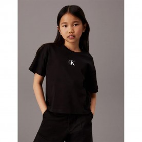 Тениска Calvin klein jeans Logo Boxy short sleeve T-shirt - Black (Ck Black) тениска,детски,тениски,calvin,klein,jeans,logo,boxy,short,sleeve,t,shirt,black,(ck,black)