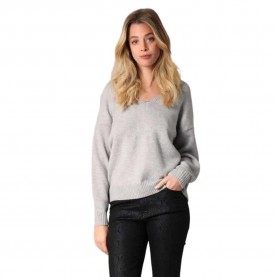 блуза,дамски,пуловери,дамски,плетени,дрехи,deeluxe,nadissa,v,neck,sweater,light,grey,melange
