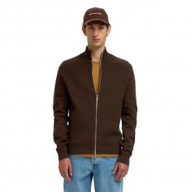 блуза,мъжки,пуловери,selected,dane,full,zip,sweater,demitasse,(brown)