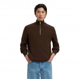 блуза,мъжки,пуловери,selected,dane,half,zip,sweater,demitasse,(brown)