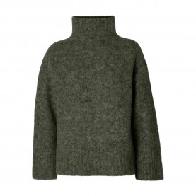 блуза,дамски,пуловери,дамски,плетени,дрехи,selected,gabriella,high,neck,sweater,green,(deep,depths)