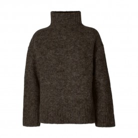 блуза,дамски,пуловери,дамски,плетени,дрехи,selected,gabriella,high,neck,sweater,brown,(delicioso,melange)